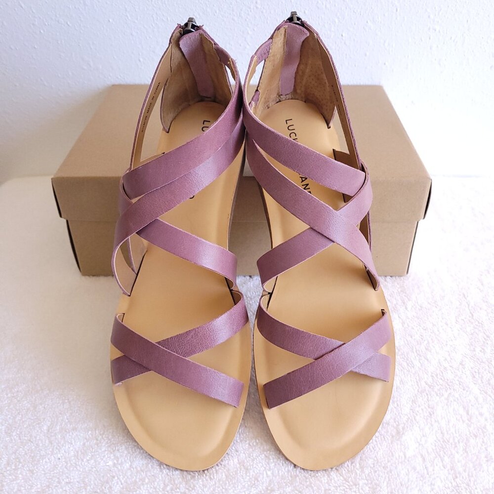 New Lucky Brand Women's "Helenka" leather sandal in amazing Mauve color - Picture 6 of 10